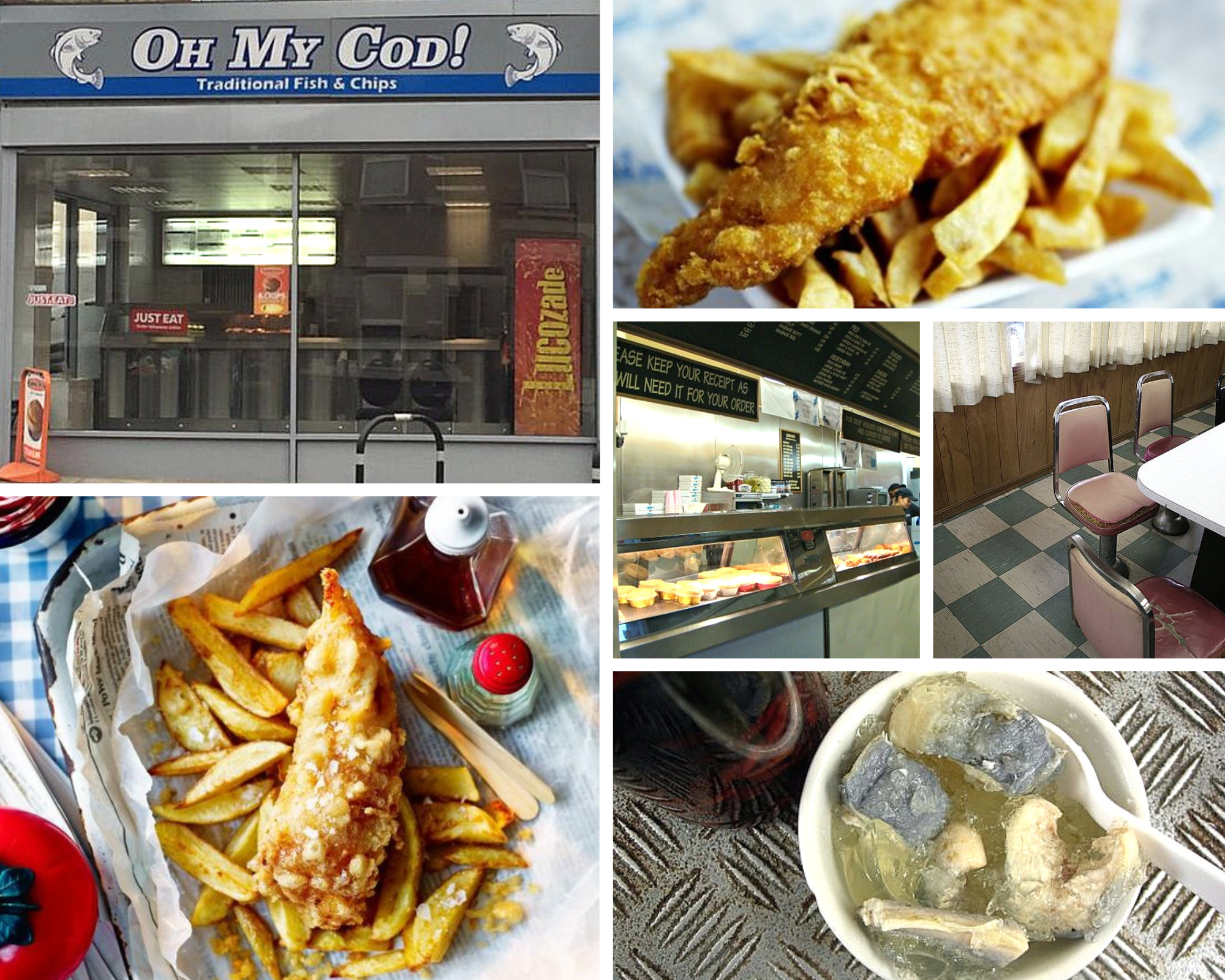 montage of fish and chip shop images